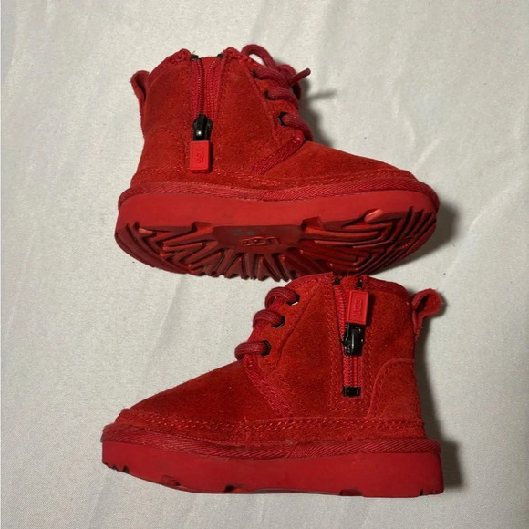Red UGG Toddler Lace Up Boots Size 6 - Picture 7 of 8